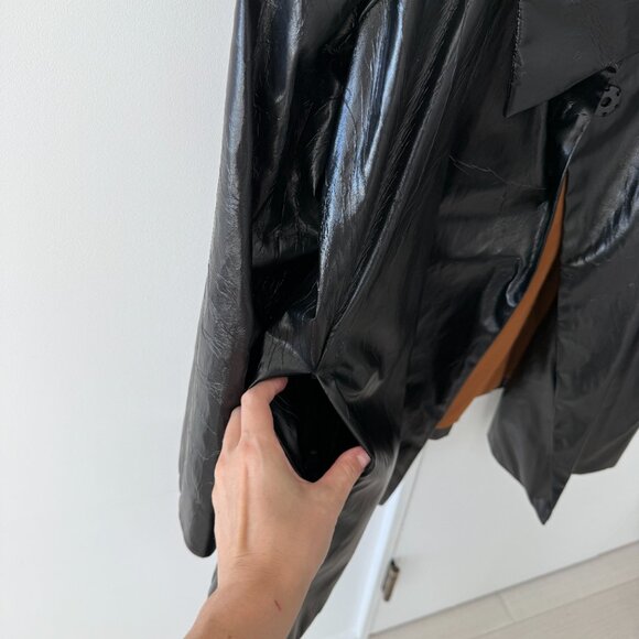 Jane Post for Saks Fifth Avenue Black Trench Rain Jacket Poncho Style - Picture 4 of 7